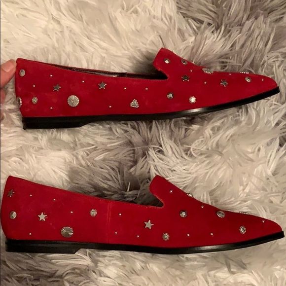 {BCBGeneration} Red Studded Pointy Flats Size 9 - Picture 4 of 8